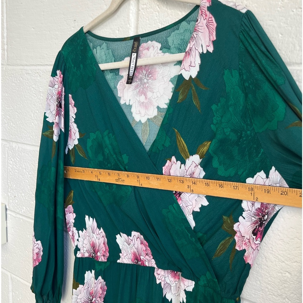 Plenty‎ x Tracey Reese Green Floral Asymmetrical Midi Sonja Dress Sz. XL - Picture 4 of 8